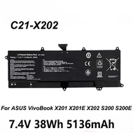 C21-X202 7.4V 38Wh 5136mAh Laptop Battery For ASUS VivoBook S200 S200E X201 X201E X202 X202E Q200 Q2