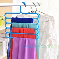 GANTUNGAN 5-tier Clothes Hanger 5 in 1 Hijab Hanger Magic Hanger Clothes Pants Hijab Towel 5-Layer Plastic Wardrobe Space Saving