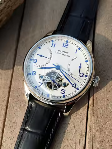 Parnis Business Men's 42MM Automatic Mechanical Watch with Seagull ST25 Movement, Tourbillon, and Po