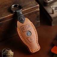 Suitable for Mercedes-Benz Key Cover C-Class E-Class Old Car Keychain Genuine Leather E300 Car Key C