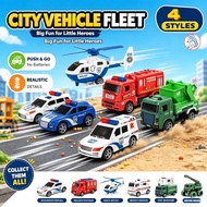 5/6pcs Mini Construction Vehicle Set Police Car Toy Ambulance Rescue Vehicle for Kids Role Play