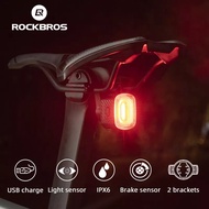 ROCKBROS จักรยานด้านหลัง Light Smart Auto เบรค Sensing Usb ขี่จักรยาน IPX6 LED ไฟท้าย MTB ชาร์จจักรยานโคมไฟขี่จักรยานอุปกรณ์เสริม