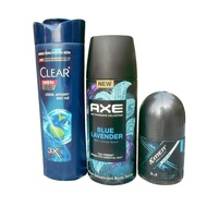 Convenient Combo of 3 Piece for men: 1 AXE body deodorant spray 50ml + 1 Clear men shampoo 70g + 1 X