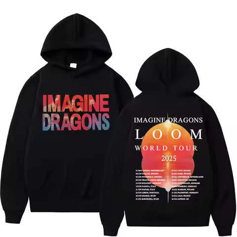 Imagine Dragons Band World Loom Tour 2025 Print Hoodies Men Women's Clothing Vintage Hip Hop Fashion