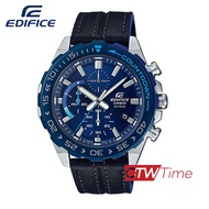 Casio EDIFICE Chronograph นาฬิกาข้อมือ สายหนังแท้ รุ่น EFR-566BL-2AVUDF