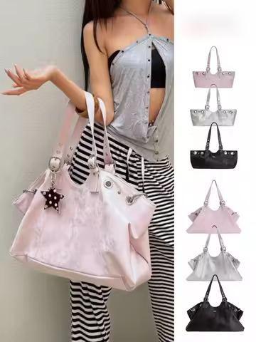 Handbag Hieta Large Capacity Underarm Tote Bag Fashionable Shoulder Handbag Motorcycle Bag Commuter 