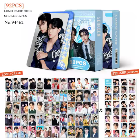 92PCS SeaKeen Thailand Star Photo Cards Set - Thai Drama CP Sea & Keen Lomo Card Collection with Sti