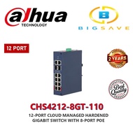 DAHUA CHS4212-8GT-110 12-PORT CLOUD MANAGED HARDENED GIGABIT SWITCH WITH 8-PORT POE