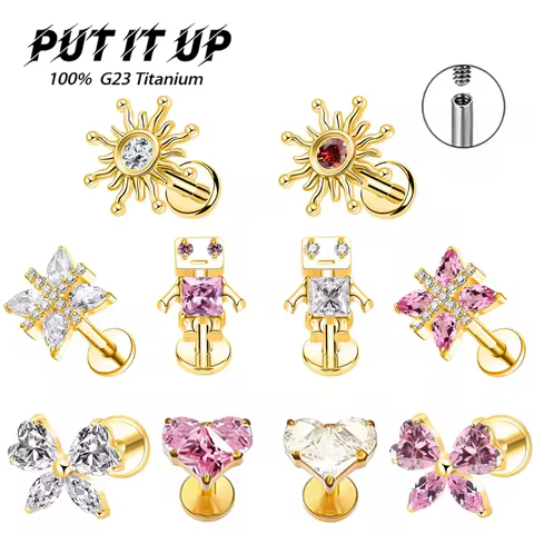 ASTM F136 Titanium Alloy 2026 Implant-Grade Zirconia Ear Cartilage Lip Stud Fashion Earring Body Pie