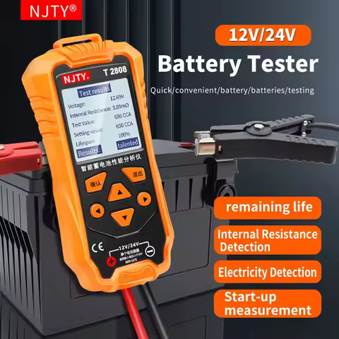 NJTY T2808 Car Battery Tester 12V 24V 696 CCA Battery System Internal Resistance Test Tool for Autom