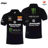 Men Short Sleeve Polo shirt Tshirt Kaos Kerah Kawasaki F1 Team Print Unisex Fans Polo Shirt