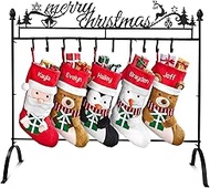 10-Hook Christmas Stocking Holder Stand for Floor, 3 Ft Long × 2.5 Ft Wide Iron Metal Freestanding S
