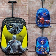 12.12 Trolley 16 Batman AEO Elementary School Children School Bag Trolley Beg Roda Sekolah Beg Sekol