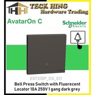 Schneider AvatarOn C Auto Gate / Door Bell Press Switch with Fluorecent Locator 10A 250V 1 gang - White / Dark Grey