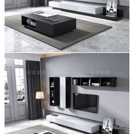 Simple Modern Retractable TV Cabinet Small Apartment Nordic TV Cabinet and Tea Table Combination TV Stand Wall Cabinet Wall Cupboard
