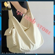 Tote crossbody bag canvas fabric unisex box bag for men and women going to school and going out to c