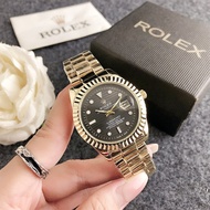 Rolex Rolex Women's clothing record-type series quartz movement date display Swiss watch 31mm stainless steel dial black gold case diamond-encrusted mother-of-pearl dial