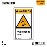 Vinyl Sign Sticker, Warning Label Beware of Fall