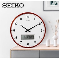 SEIKO Quiet Sweep LCD Calendar Wooden Wall Clock QXL008 (QXL008B) [Jam Dinding]