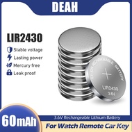 New LIR2430 LIR 2430 3.6V Li-ion Rechargeable Baery For Car Key Remote Clock Watch Buon Coin Cell Replace CR2430 PD2430