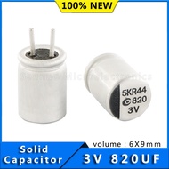 10pcs New 3V820UF original 6X9 solid capacitor motherboard graphics capacitor 820uf 3v 6x8mm  Alumin