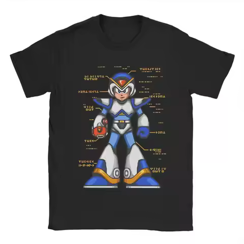 Megaman X Full Armor T-Shirt for Men Women Awesome Cotton Tee Shirt Crewneck Short Sleeve T Shirt Gi
