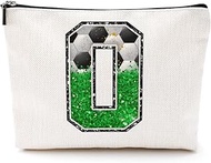 Softball Baseball Rugby Volleyball Soccer Gifts Initial Makeup Bag Monogrammed Letter A-Z Cosmetic B