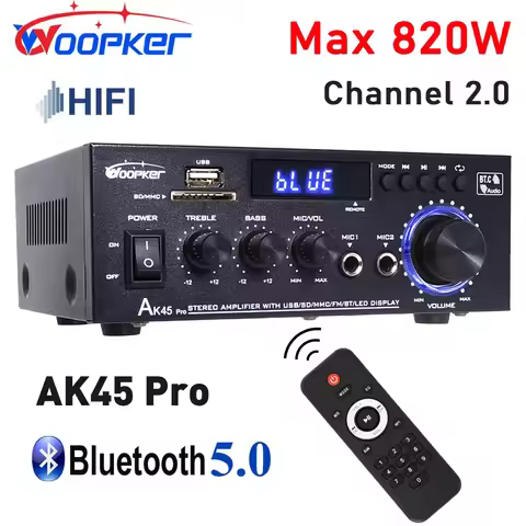 90Wx2 Channel 2.0 Bluetooth Surround Sound AMP Speaker AK45 PRO New 12V 220V 110V HiFi Digital Ampli