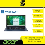 ACER ASPIRE VERO 14 52p-309G - Laptop (14"/Intel I3 1315U/8GB RAM/512GB/Intel UHD/Win 11/2Y Warranty
