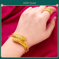 ASIX GOLD Elegant Ladies 916 Gold Ring Bracelet 2 in 1 Jewelry Set