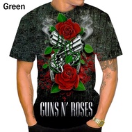 Men's round neck short sleeved top T-shirt summer new Guns N'Roses casual 3D printing