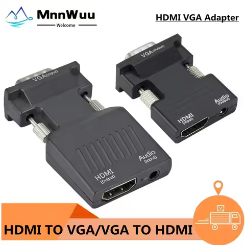 VGA to HDMI-compatible Converter Adapter 1080P VGA Adapter For PC Laptop to HDTV Projector Video Aud