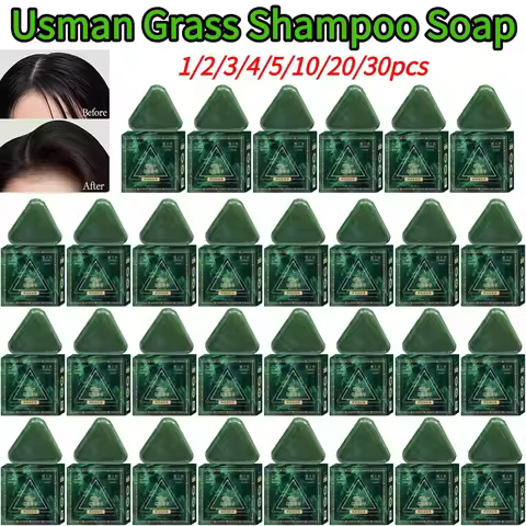 Triangle Shampoo Bar Usman Grass Shampoo Bar Nature Seven Green Soap Shampoo Hair Nourishing Refresh