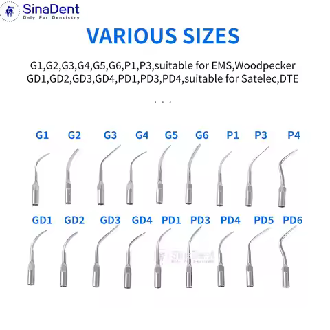 5Pcs/Pack Dental Scaler Tips Dental Ultrasonic Scaler G1 G2 G3 P1 P3 P4 GD1 GD2 GD3 PD1 PD3 PD4 for 