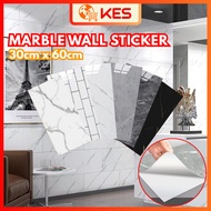 KES Mozek Dinding Pelekat 30x60cm Marble Wall Sticker Paper Dinding Bathroom Kitchen Wallpaper Water