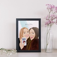 custom Couple bestfriend portrait- personalised best friend print- best friend personalised gift