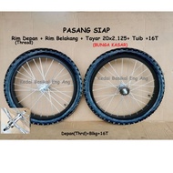 20x2.125 BUNGA KASAR . PASANG SIAP rim ALLOY BLACK 20" basikal  disc rotor  tayar 20x2.125 dan tuib 