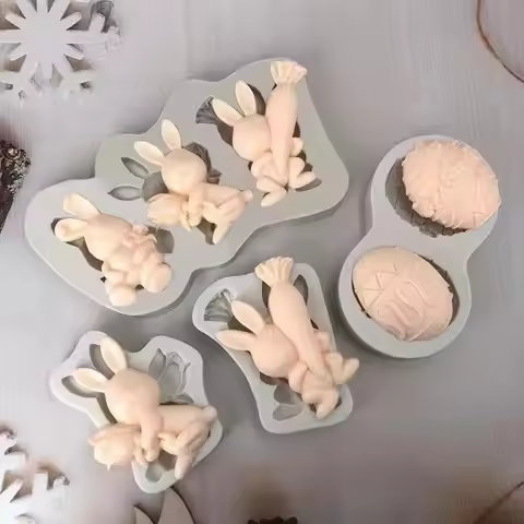New Easter Egg Rabbit Soap Silicone Mold DIY Easter Egg Carrot Gummies Silicone Mold Chocolate Cake 