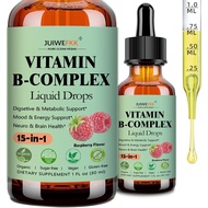 Vitamin B Complex Liquid Drops for Women Men & Kids, 15-in-1 VIT B Complex with Vitamin C B12 B6 B1 