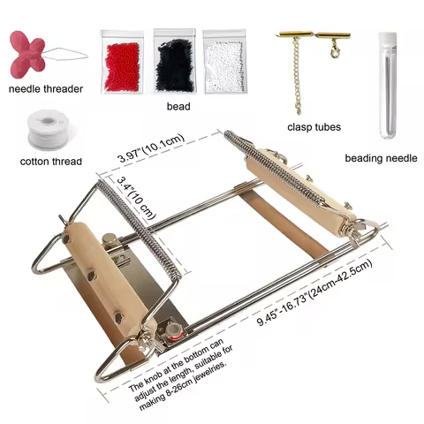 The Third Generation Beading Loom Kit with Seed Beads, Bead Needle, Thread, Needle Threader and Inst