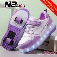 【High quality 100% 】COD  Size 29-40  Kick Roller Shoes for Kids & Adults Light Led Kick Roller Roll 