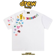 Drew Street Wear Creative Cartoon Graffiti Hand-Painted Printed Short-Sleeved T-Shirt Couple Origina