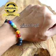 Gelang Yoga Batu Lava Stone Rock Gunung Berapi 7 Chakra Cakra Pria Wanita Cewek Cowok Premium