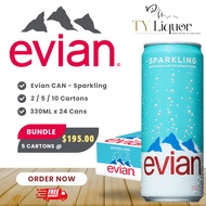 Evian SPARKLING Natural Mineral Water (Cans), 24 Cans x 330ml (BBD: Feb 2027)