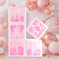 5 Pcs White Transparent Balloon Boxes With BRIDE Letters 11.8 Inch Clear Bride Balloon Box Wedding P