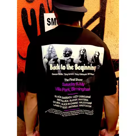 Black Sabbath and Ozzy Osbourne Back To The Beginning Merch Event Tee with Lineup Two Sided T-Shirt 