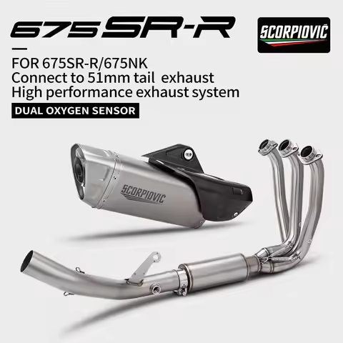 Full Exhaust System Exhaust Muffler Escape Modify 675SR Front two oxygen sensorsLink Pipe For 675SR 
