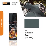 Samurai Spray Paint Metallic Colours 63 Metallic Grey 400ml Aerosol Cat Motor &amp; Kereta Spray Tin