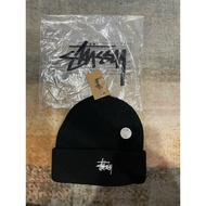 Black Stussy basic cuff beanie