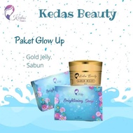{ ORIGINAL } Kedas Beauty 1 paket lengkap ori Brightening Soap Sabun Kedas Beauty Pembersih Wajah Original Asli BPOM 100 GR Sabun+Gold Jelly Lengkap Murah